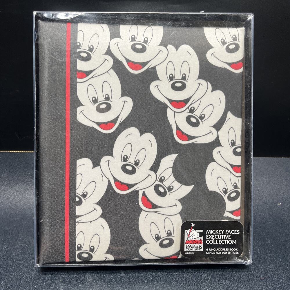 Vintage Disney Mickey Mouse 6 Ring Binder Address & Telephone Book Mickey Faces